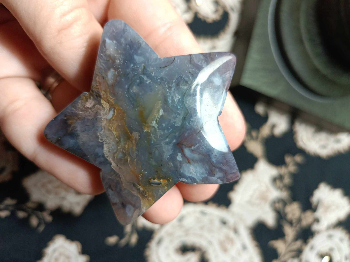 Agate Crystal Star Carving