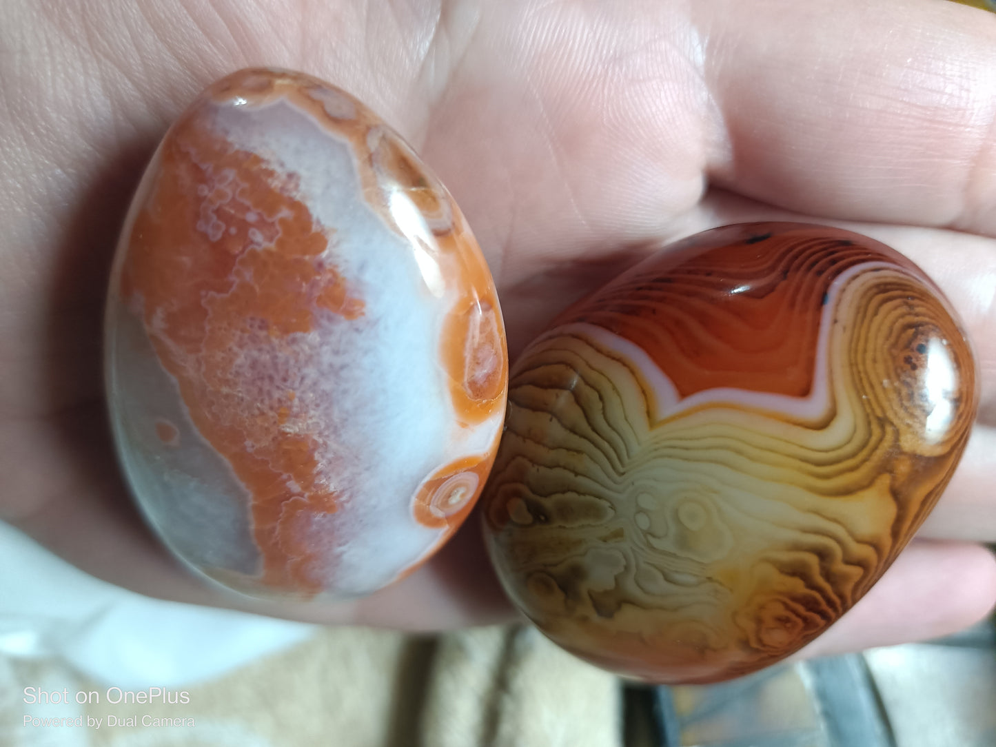 Sardonyx Palmstone and Red Agate Combo Palmstones