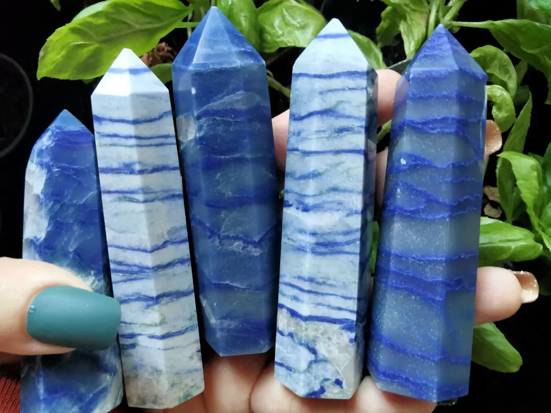 Blue Adventurine Point (natural and enhanced)