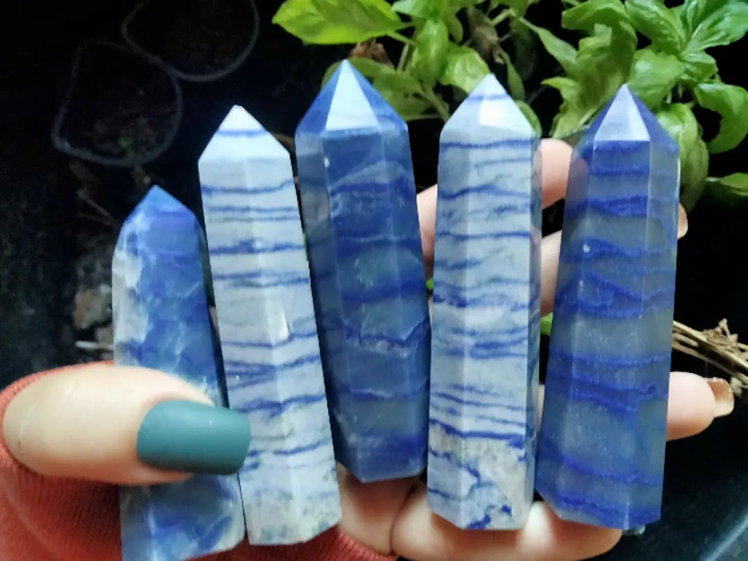 Blue Adventurine Point (natural and enhanced)