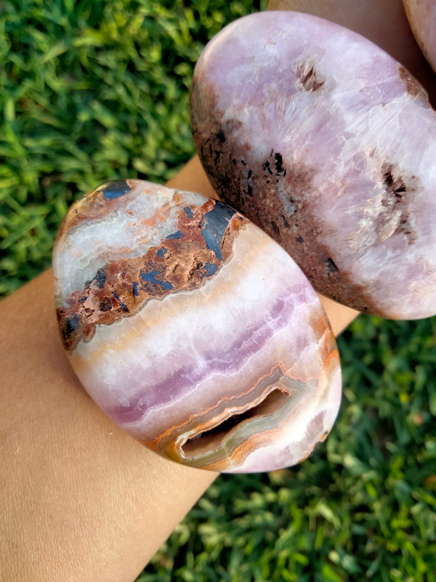 Pink Aragonite Crystal Palmstone