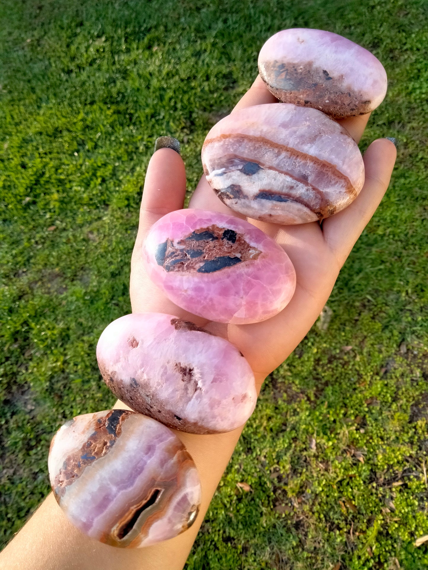 Pink Aragonite Crystal Palmstone