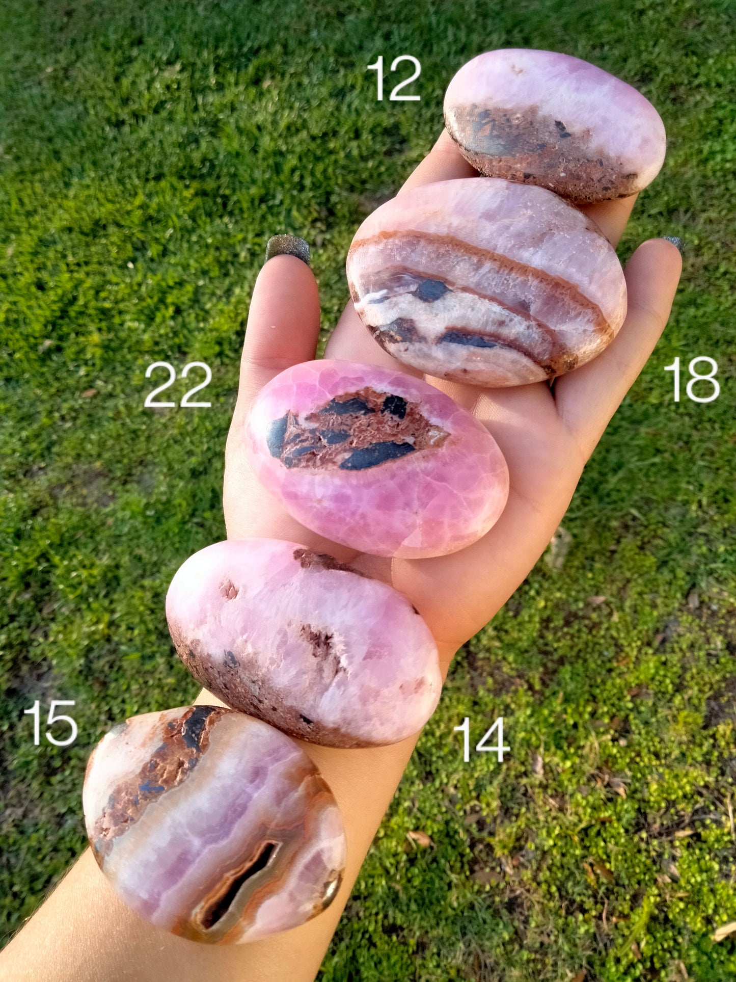 Pink Aragonite Crystal Palmstone