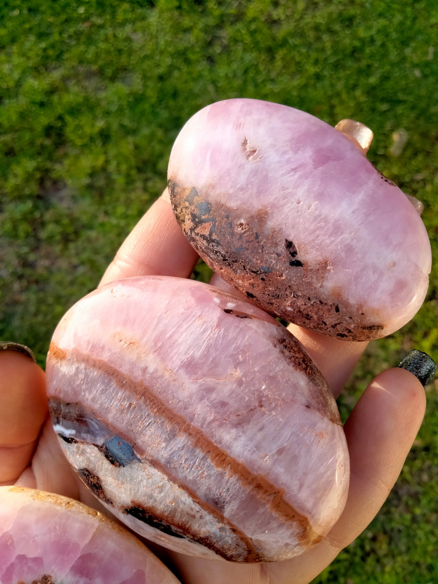 Pink Aragonite Crystal Palmstone