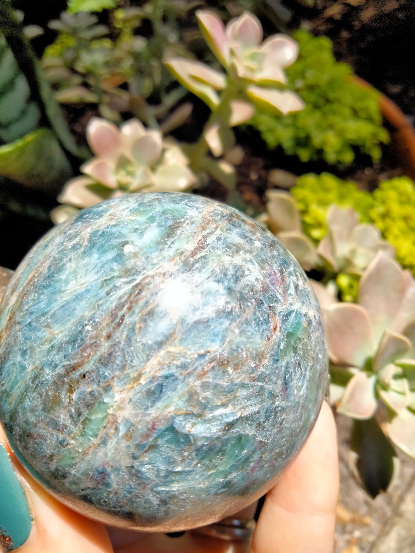 Blue Kyanite with Ruby infused Sphere