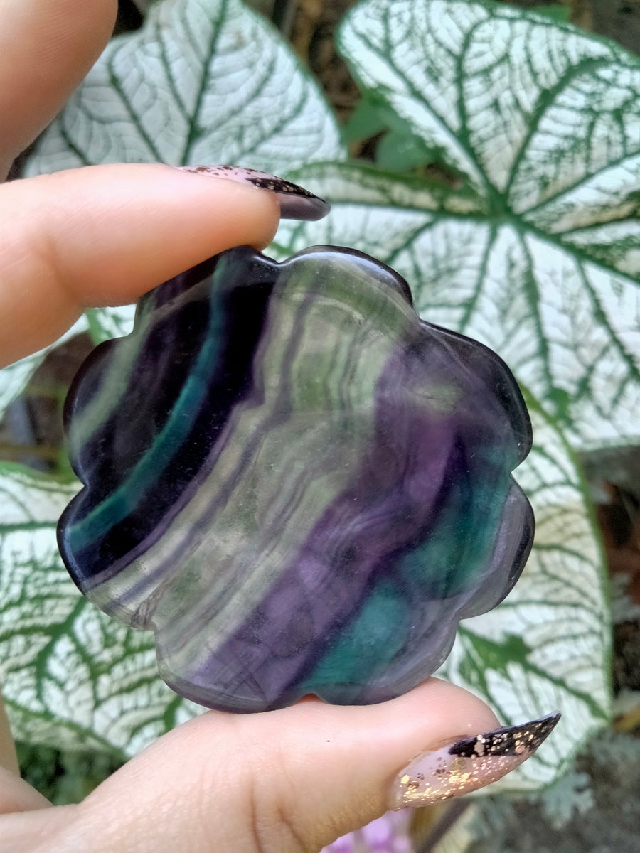 Natural online Crystal Fluorite Flower Shaped Bowl