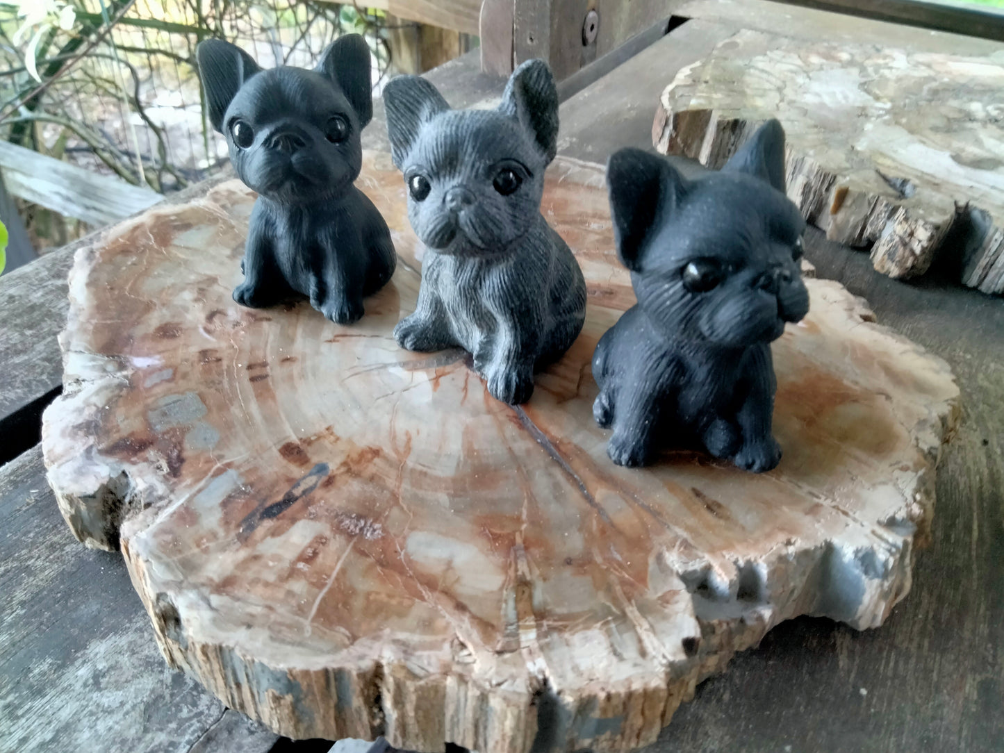 French Bulldog Black Obsidian Crystal Carving