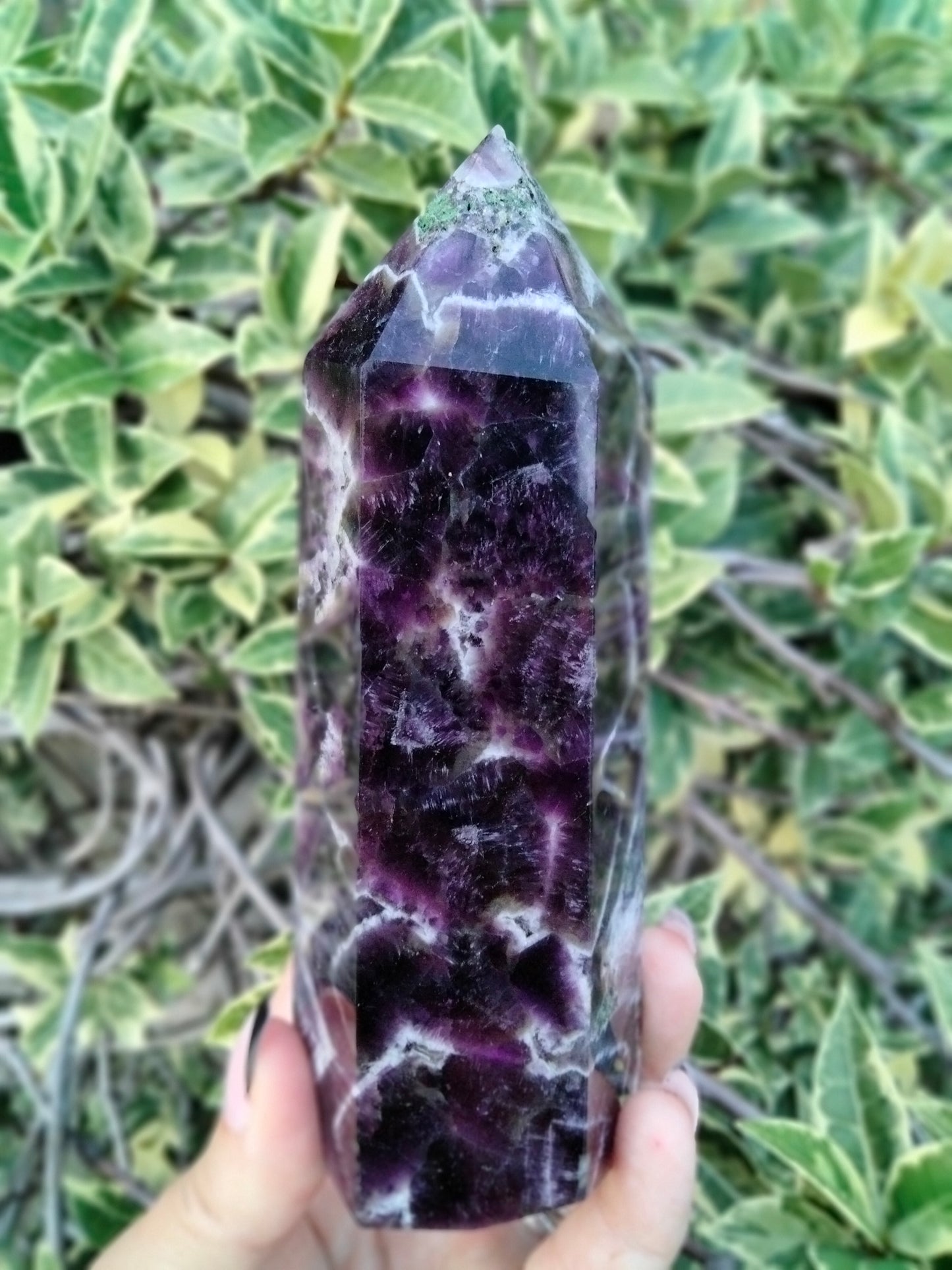 Amethyst Tower Chevron Druzy Dark Blotches