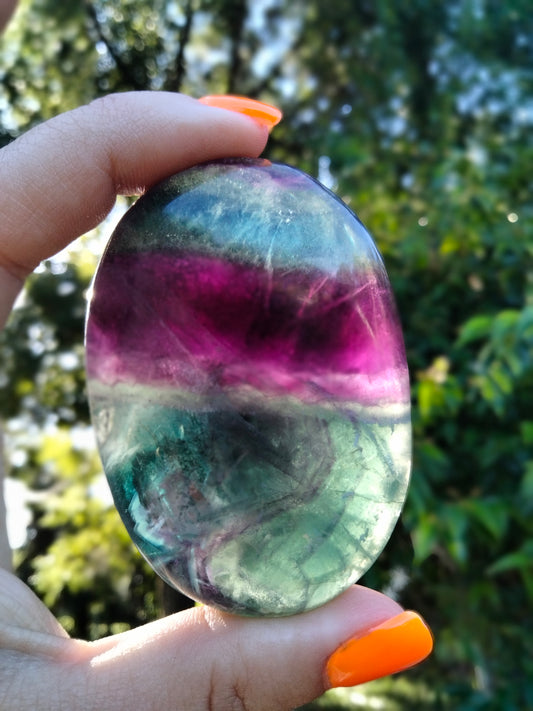 Rainbow fluorite Palmstone