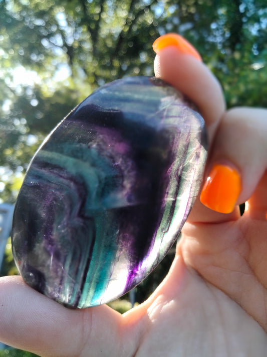 Rainbow fluorite Palmstone