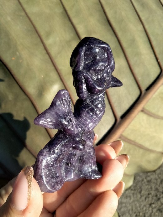 Lepidolite Mermaid Crystal Carving
