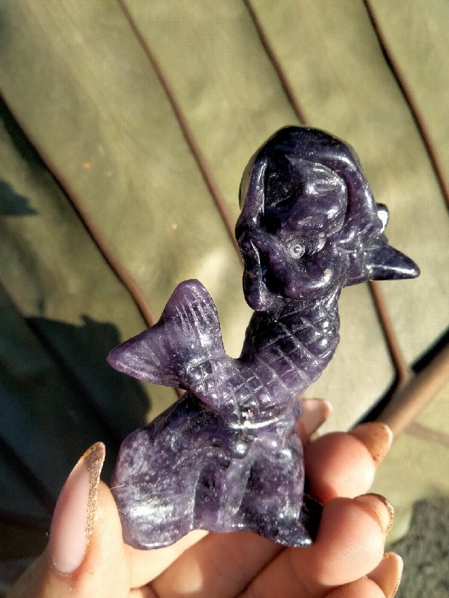 Lepidolite Mermaid Crystal Carving