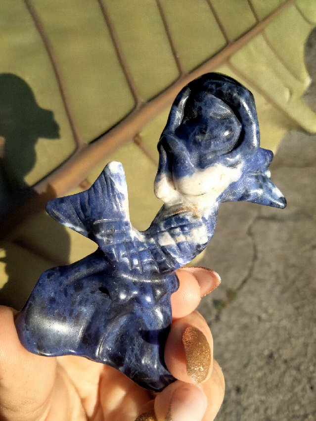 Sodalite Mermaid Crystal Carving