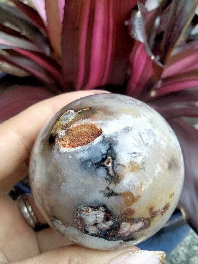 Black laced flower agate Sphere B
