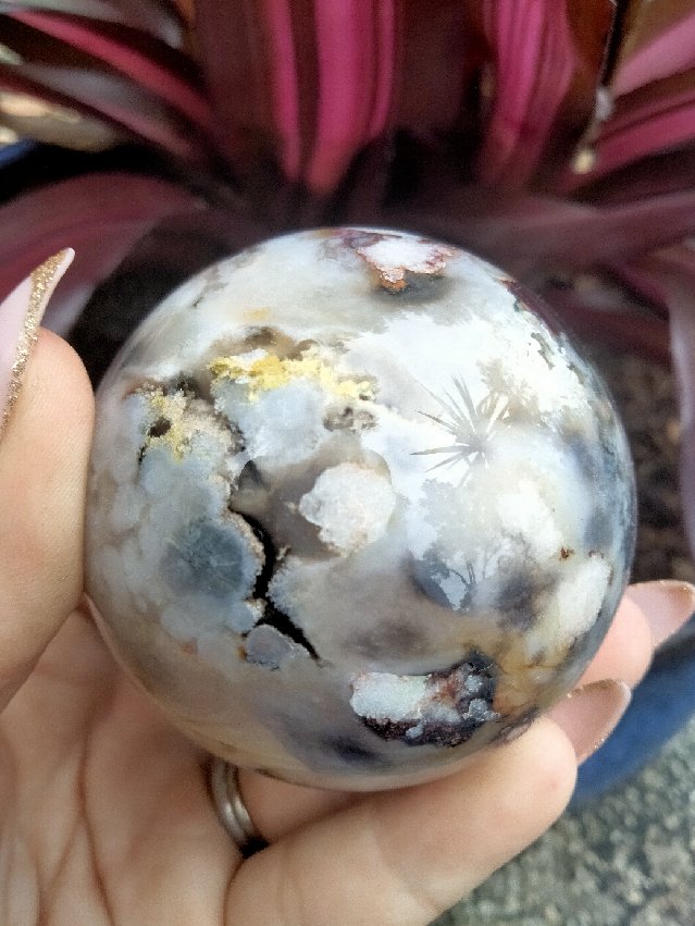 Black laced flower agate Sphere B