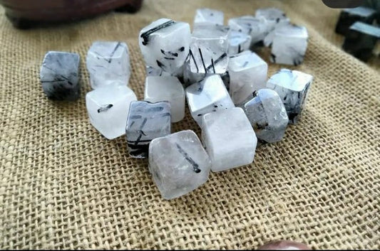 Black Tourmaline in Clear Quartz Crystal Cube