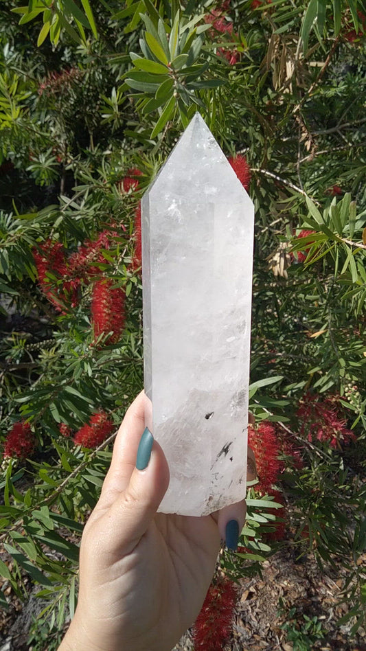 Clear Quartz Crystal Tower with Rainbows and gardens Infusion