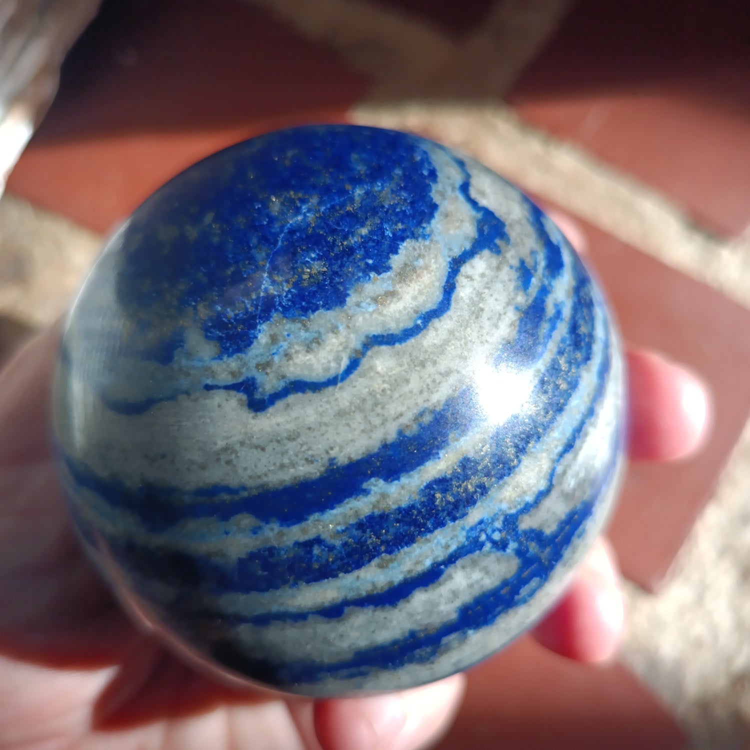 Lapis Lazuli Stone Sphere - royal blue and grey
