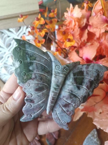 Ocean Jasper Crystal Butterfly carving