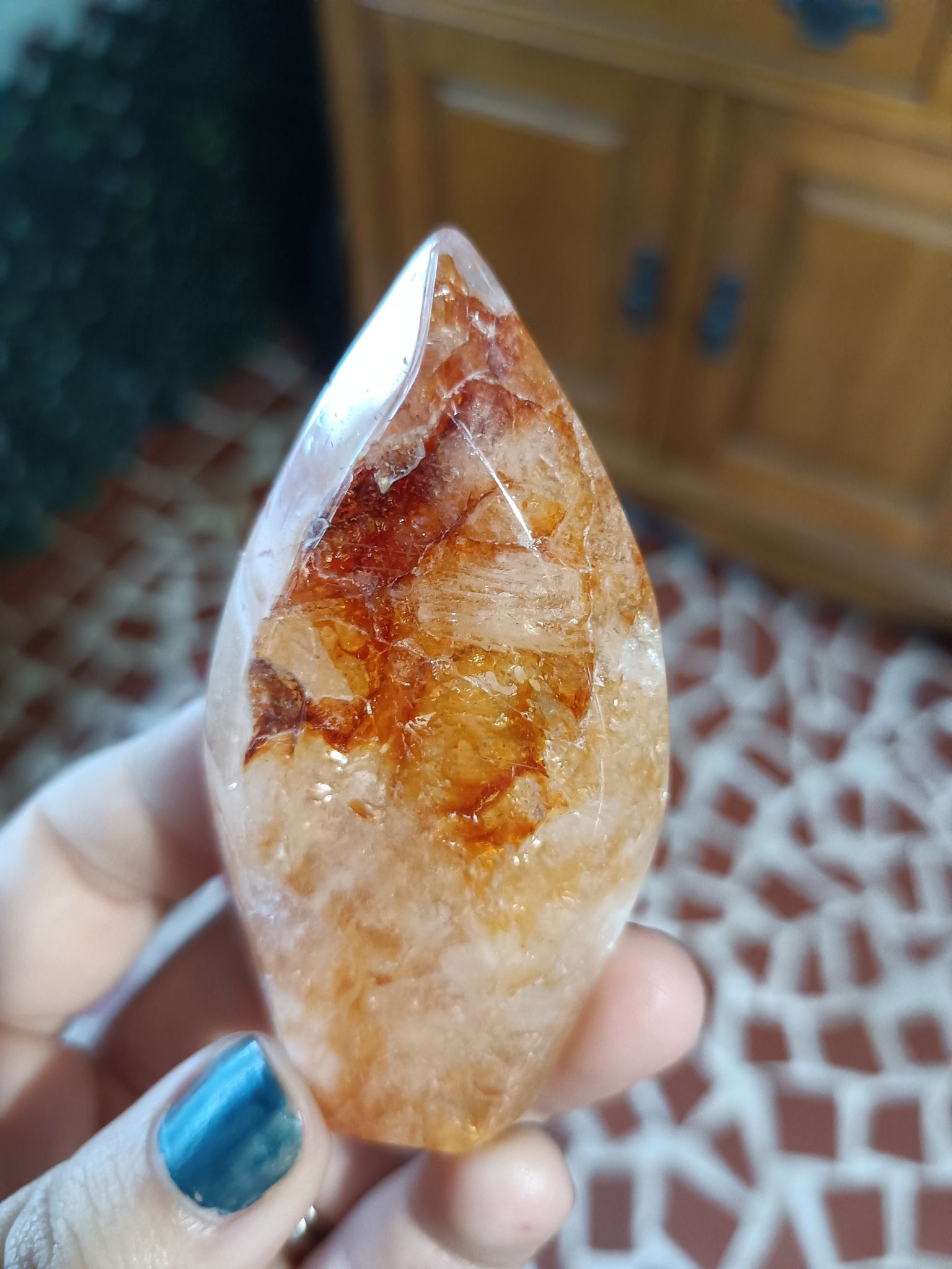 Fire Quartz Teardrop Freeform