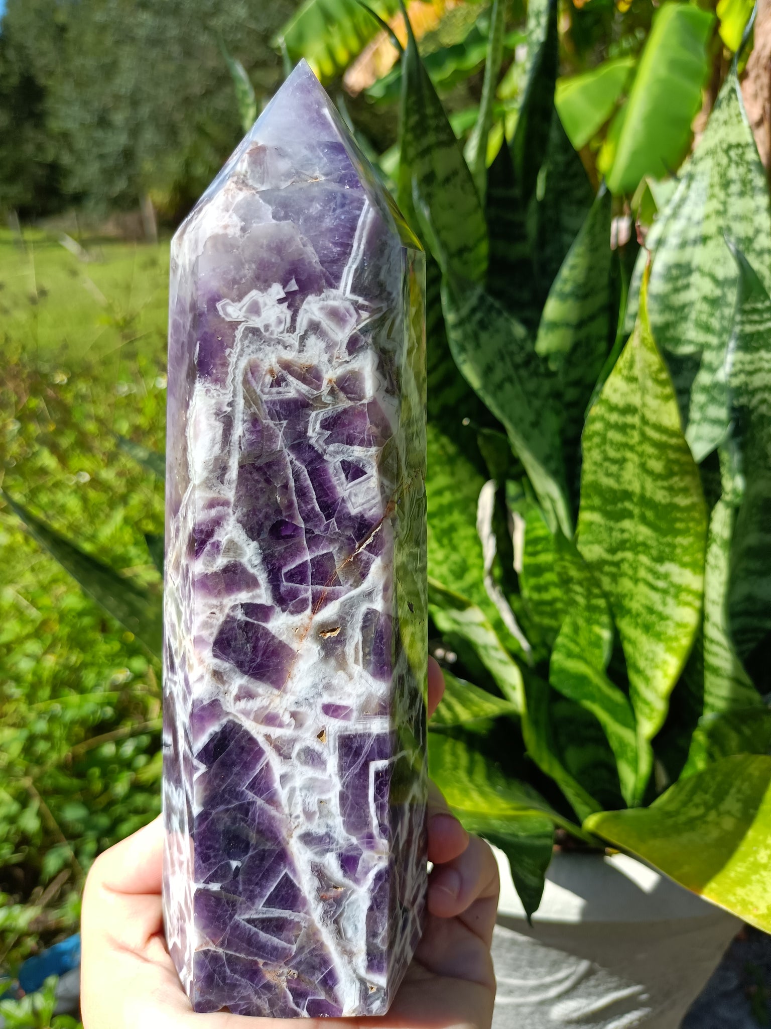 Amethyst Tower with Smokey Quartz Infusion