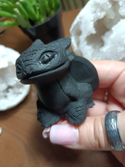 Obsidian crystal rock toothless Dragon Carving