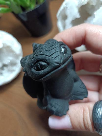 Obsidian crystal rock toothless Dragon Carving