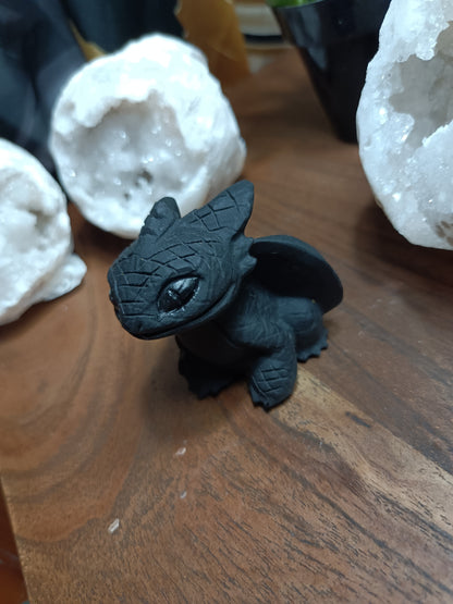 Obsidian crystal rock toothless Dragon Carving