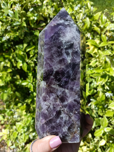 Amethyst Tower with Smokey Quartz Infusion