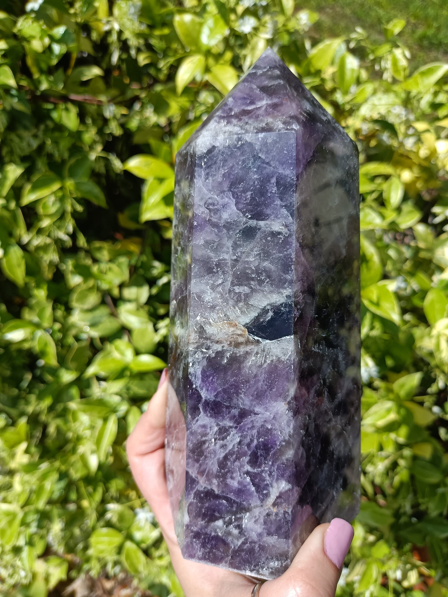 Amethyst Tower with Smokey Quartz Infusion
