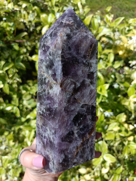 Amethyst Tower with Smokey Quartz Infusion