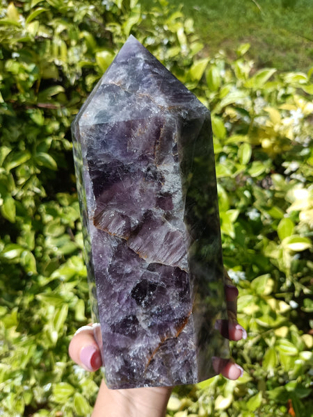 Amethyst Tower with Smokey Quartz Infusion