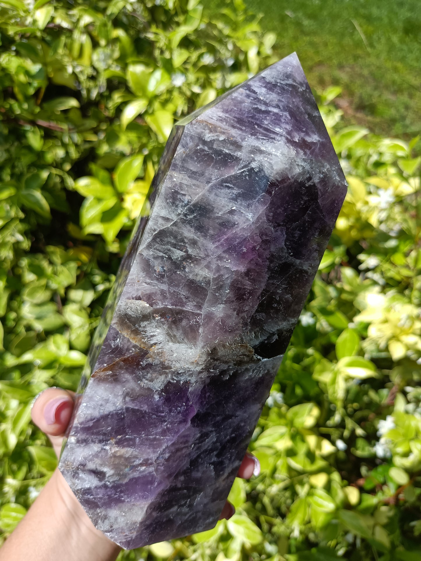 Amethyst Tower with Smokey Quartz Infusion