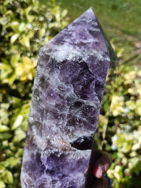 Amethyst Tower with Smokey Quartz Infusion