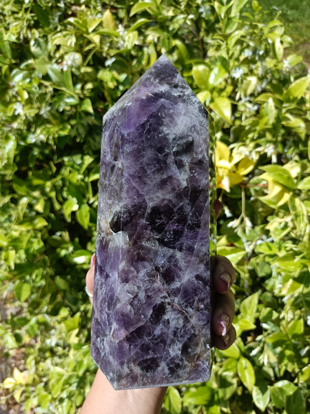 Amethyst Tower with Smokey Quartz Infusion