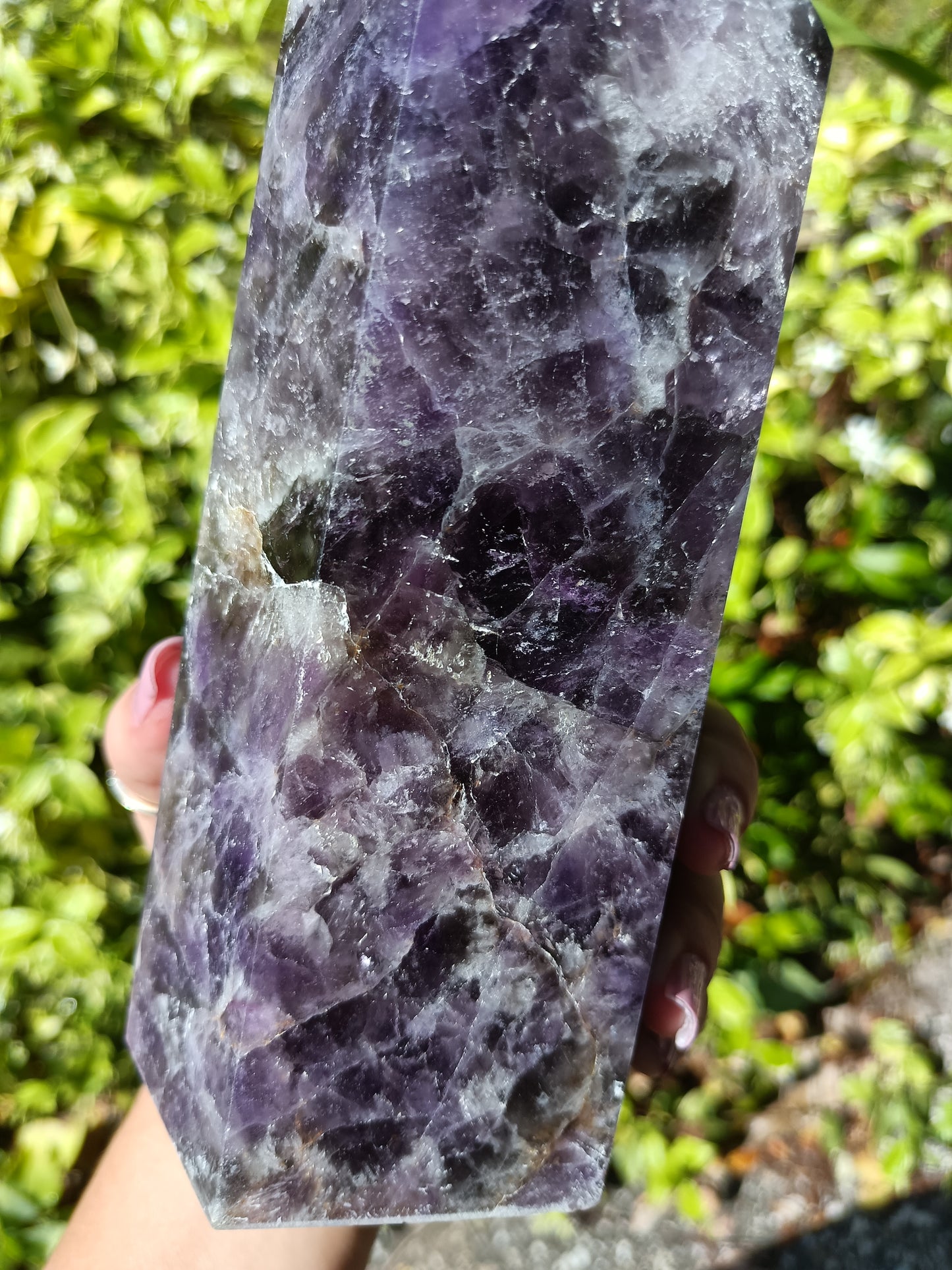 Amethyst Tower with Smokey Quartz Infusion