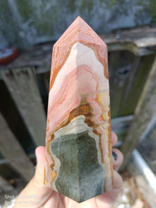 Pink Polychrome Jasper Stone Tower, Dessert Jasper Rock Polished specimen Crystal Point