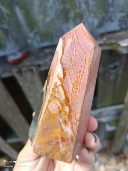 Pink Polychrome Jasper Stone Tower, Dessert Jasper Rock Polished specimen Crystal Point