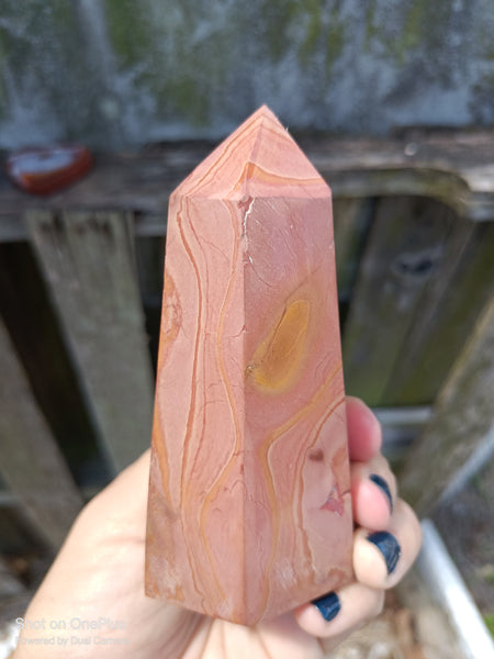 Pink Polychrome Jasper Stone Tower, Dessert Jasper Rock Polished specimen Crystal Point