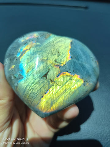 Green Labradorite Stone, rare Crystal handmade, heart-shaped Rock carving, polished specimen, high flash