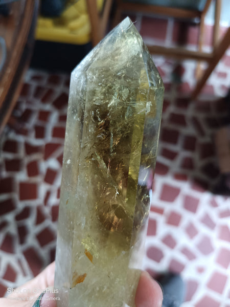 Natural, polished high quality Citrine Quartz Tower with smokey infusion