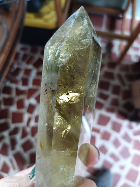 Natural, polished high quality Citrine Quartz Tower with smokey infusion