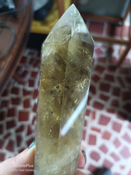 Natural, polished high quality Citrine Quartz Tower with smokey infusion