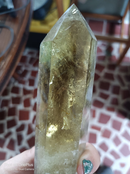 Natural, polished high quality Citrine Quartz Tower with smokey infusion