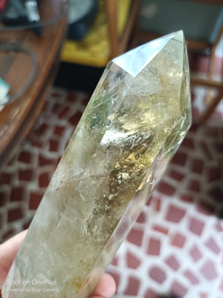 Natural, polished high quality Citrine Quartz Tower with smokey infusion