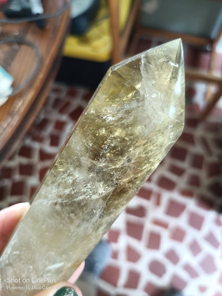 Natural, polished high quality Citrine Quartz Tower with smokey infusion