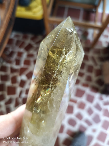 Natural, polished high quality Citrine Quartz Tower with smokey infusion