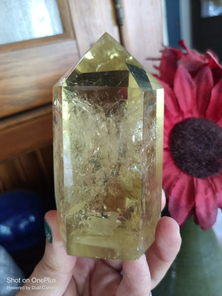 Citrine Tower high quality yellow quartz polished crystal point