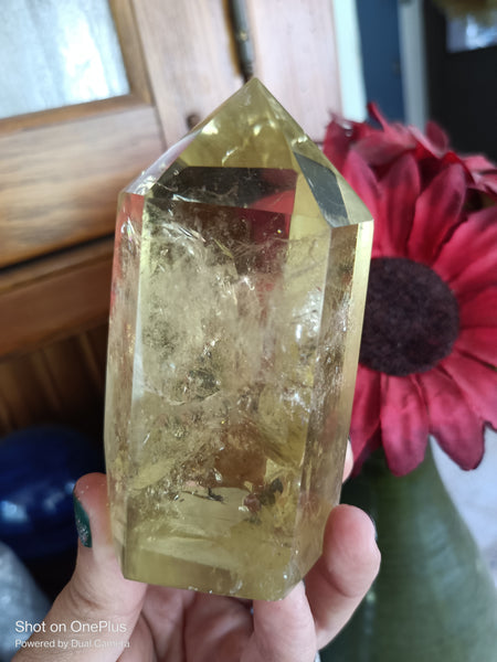 Citrine Tower high quality yellow quartz polished crystal point