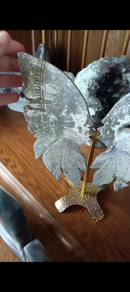 Ocean Jasper Crystal Butterfly carving with stand